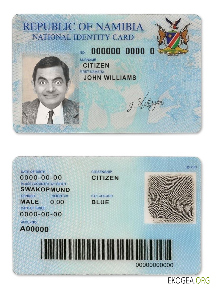 Carte d'identité Namibie